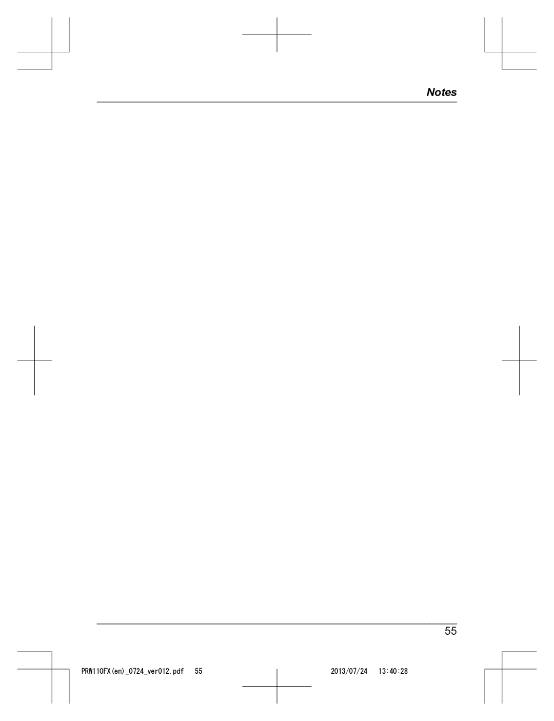 Panasonic KX-PRW110FX operating instructions 2013/07/24 