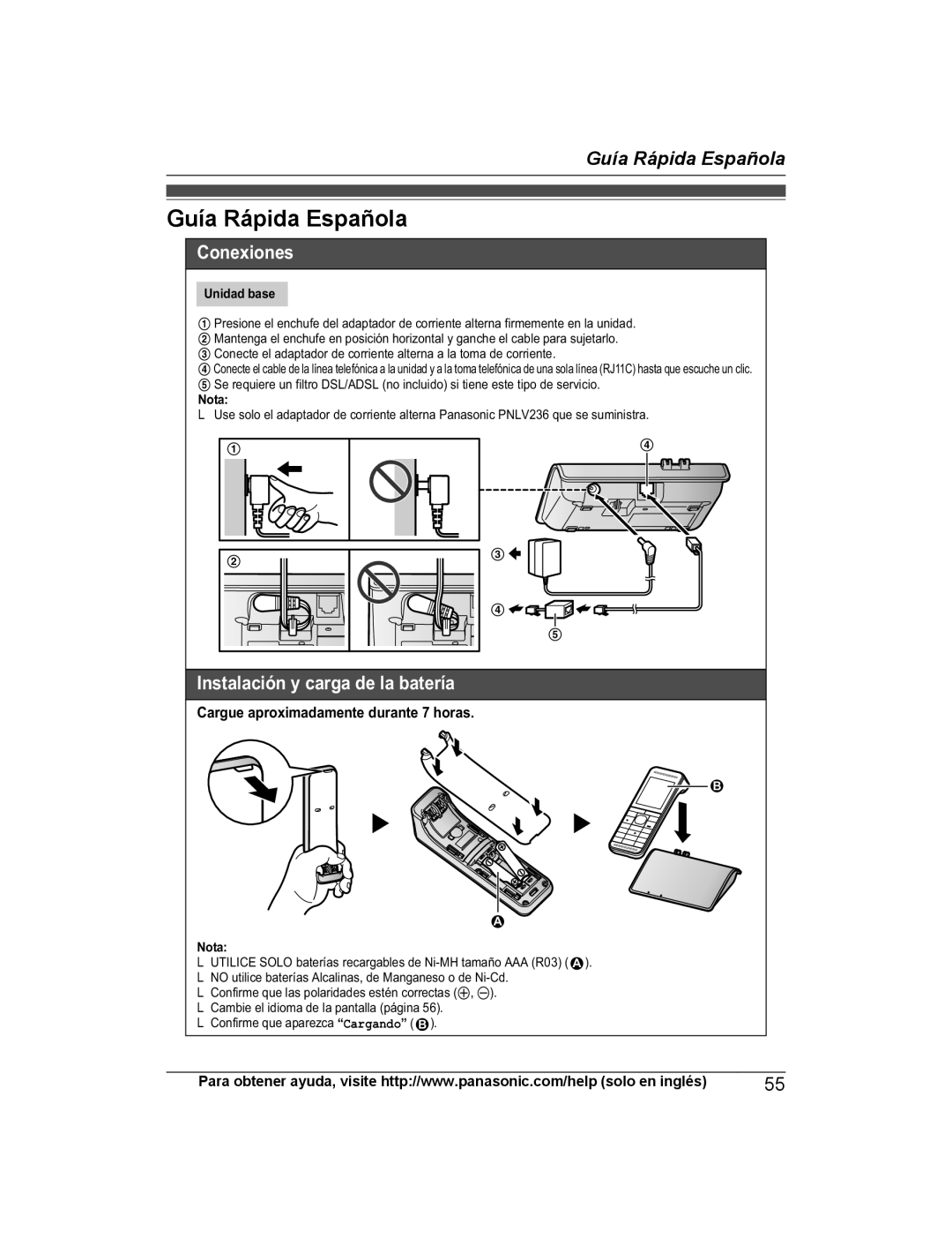 Panasonic KX-PRW120 operating instructions Guía Rápida Española, Conexiones 