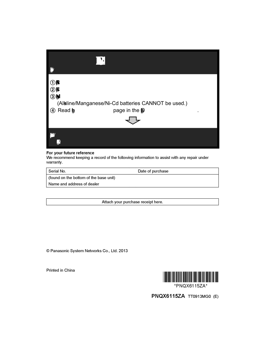 Panasonic KX-PRW120 Read troubleshooting page in the Operating Instructions, For your future reference 