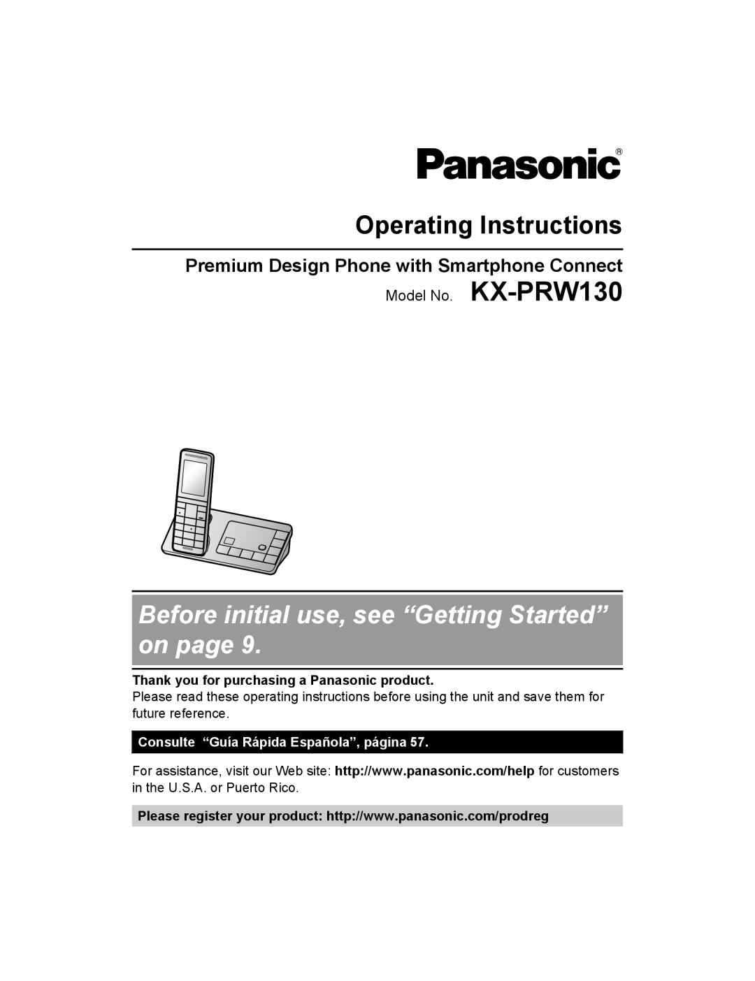 Panasonic KX-PRW130 operating instructions Premium Design Phone with Smartphone Connect 