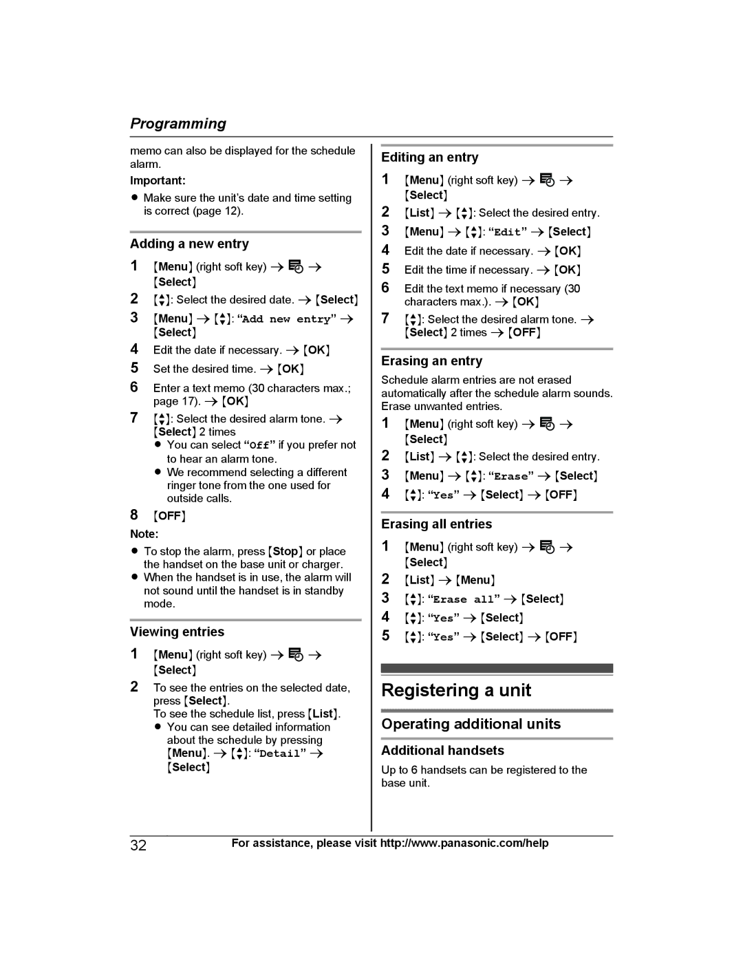 Panasonic KX-PRW130 operating instructions Registering a unit, Operating additional units 