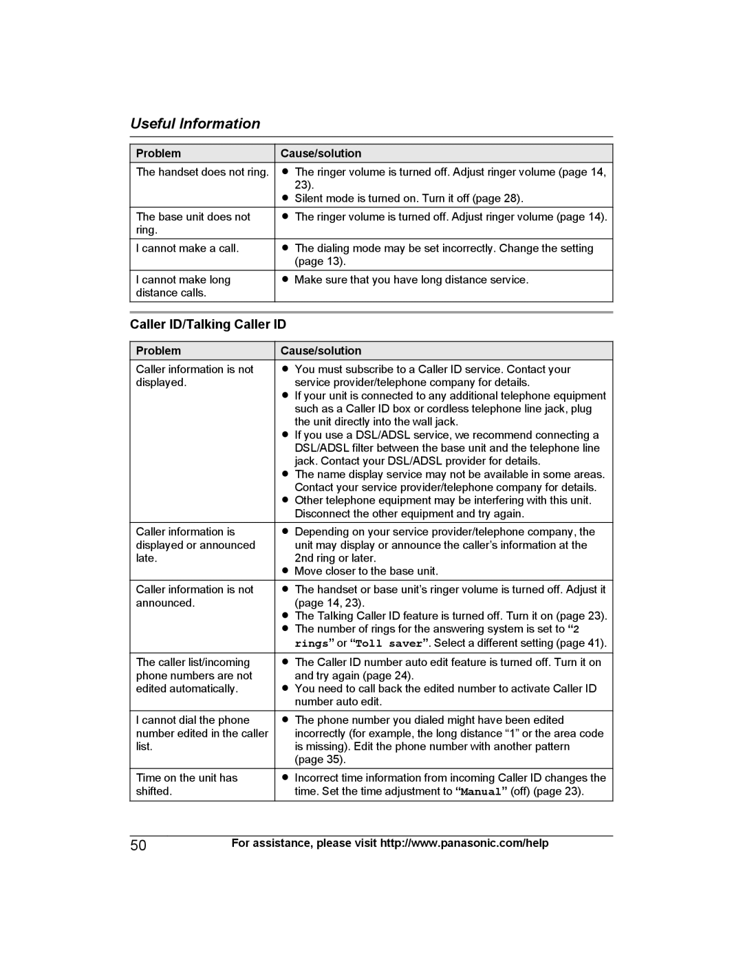 Panasonic KX-PRW130 operating instructions Caller ID/Talking Caller ID 