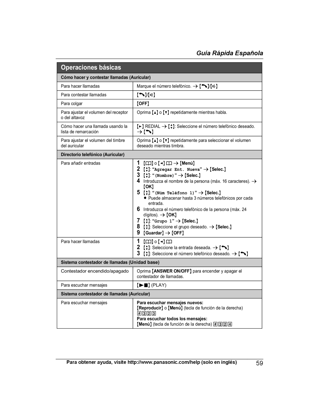 Panasonic KX-PRW130 operating instructions Agregar Ent. Nueva s Selec, Núm Teléfono 1 s Selec 