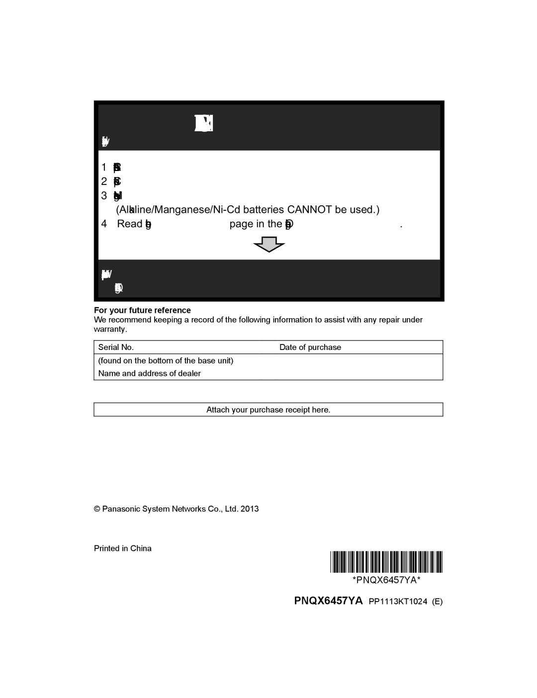 Panasonic KX-PRW130 Read troubleshooting page in the Operating Instructions, For your future reference 