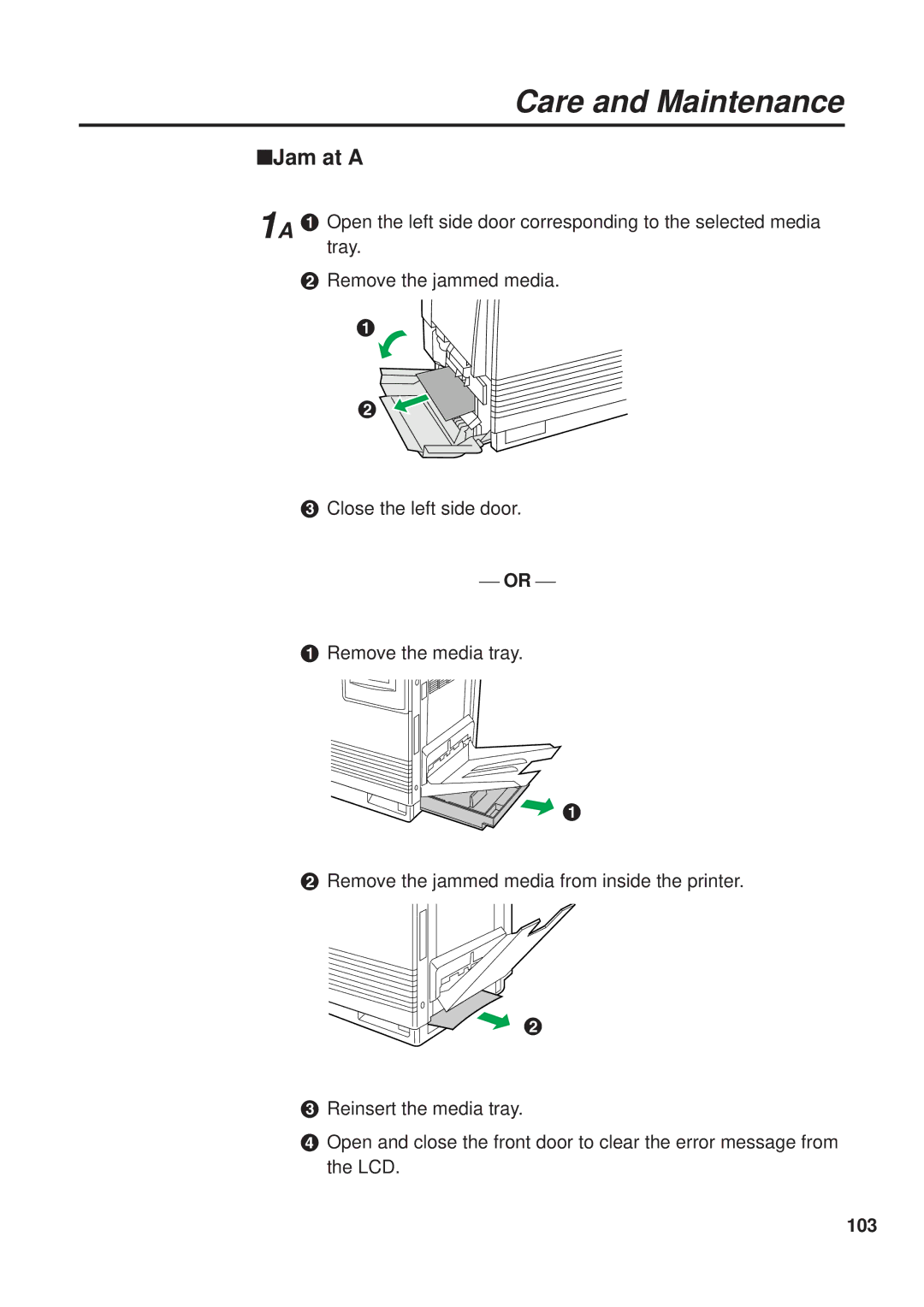 Panasonic KX-PS8000 manual Jam at a,  or , 103 