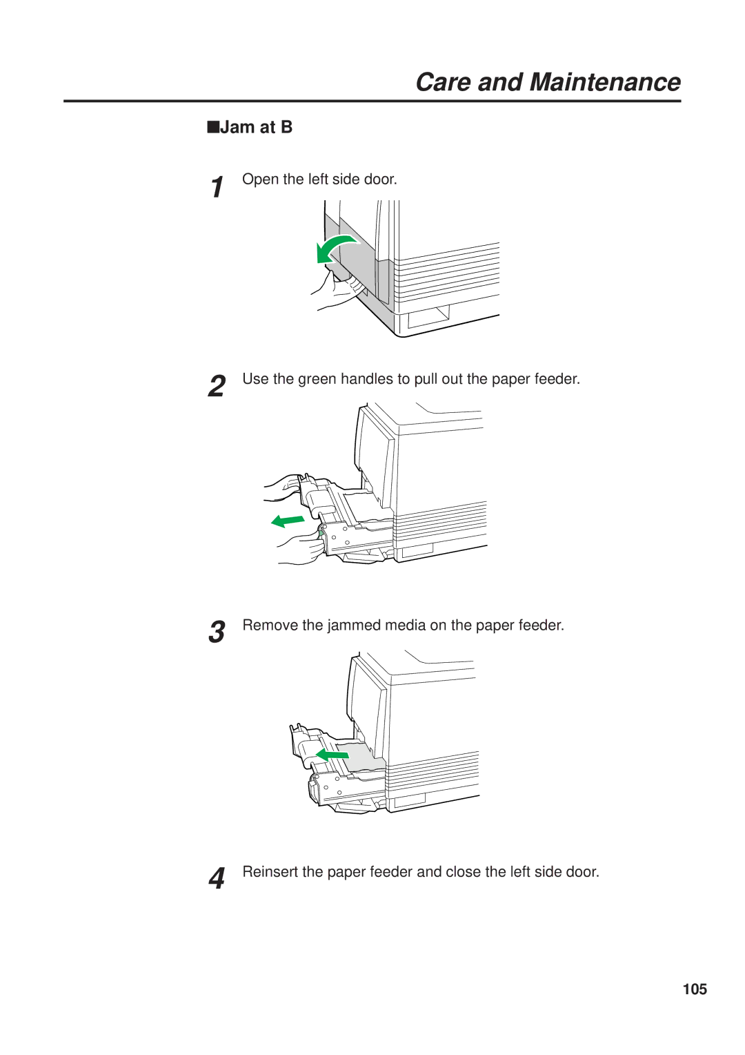 Panasonic KX-PS8000 manual Jam at B, 105 