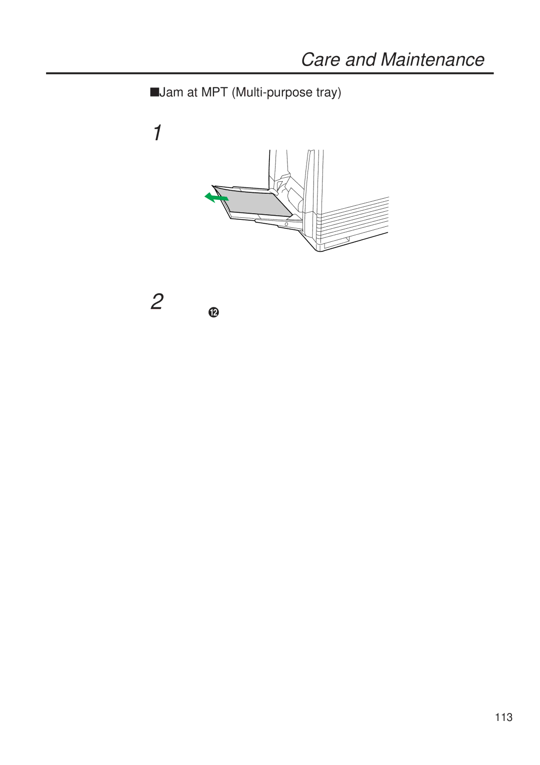 Panasonic KX-PS8000 manual Jam at MPT Multi-purpose tray, 113 