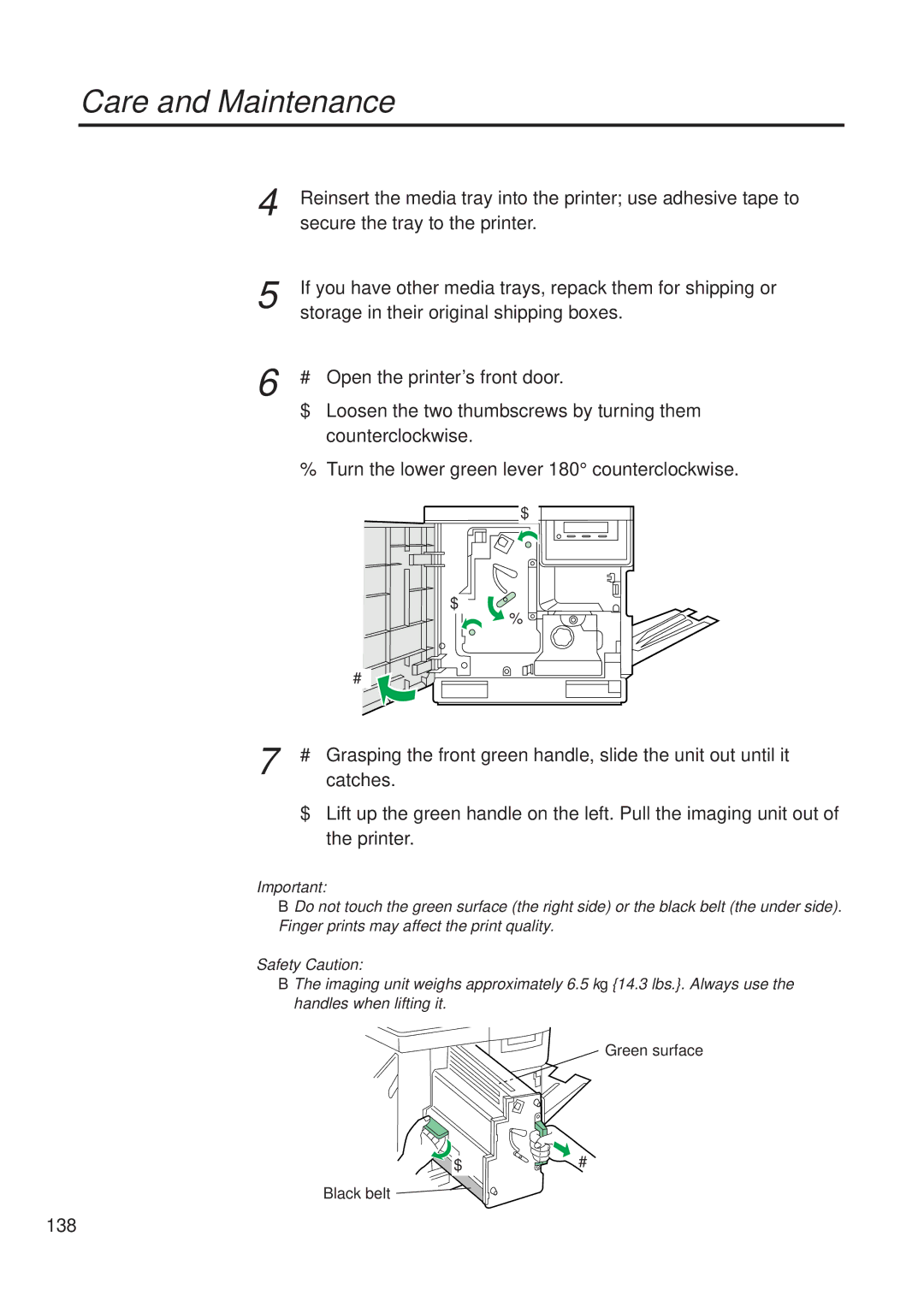 Panasonic KX-PS8000 manual Secure the tray to the printer, If you have other media trays, repack them for shipping or, 138 