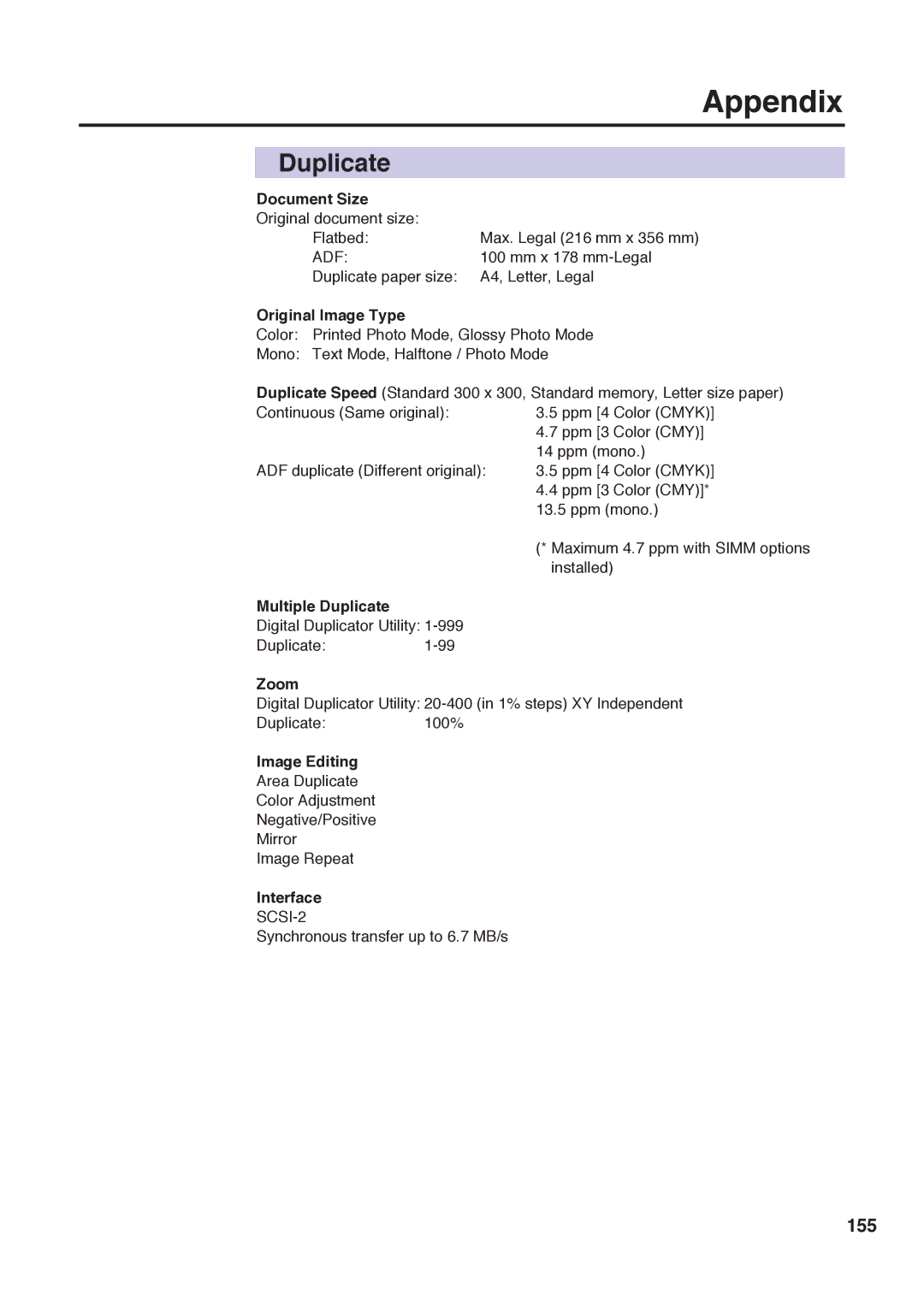 Panasonic KX-PS8000 manual Duplicate, 155 