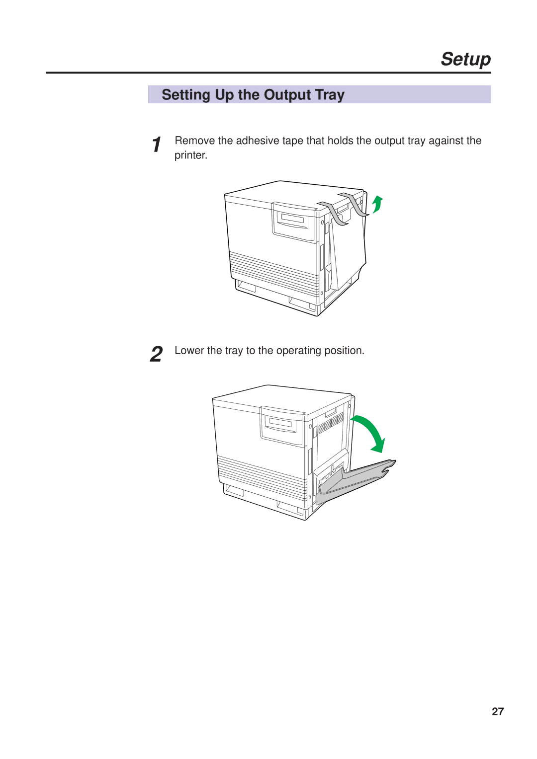 Panasonic KX-PS8000 manual Setup, Setting Up the Output Tray 