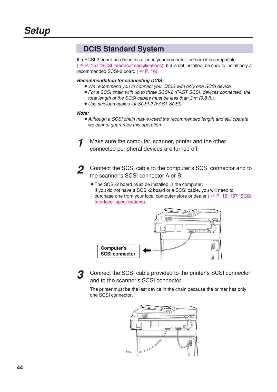 Panasonic KX-PS8000 manual Dcis Standard System, Make sure the computer, scanner, printer and the other 