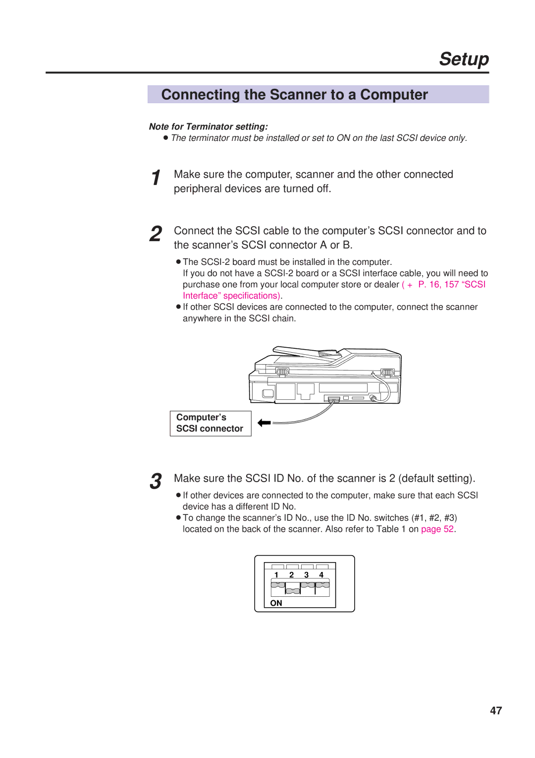 Panasonic KX-PS8000 manual Connecting the Scanner to a Computer, Make sure the computer, scanner and the other connected 