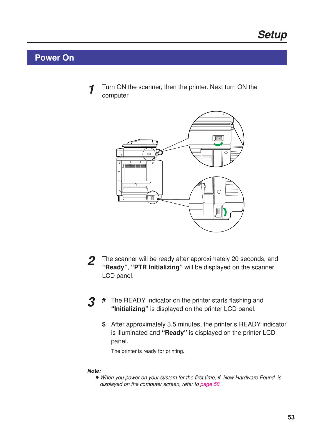 Panasonic KX-PS8000 manual Power On 