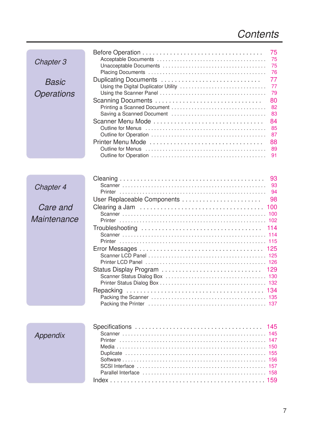 Panasonic KX-PS8000 manual Contents 