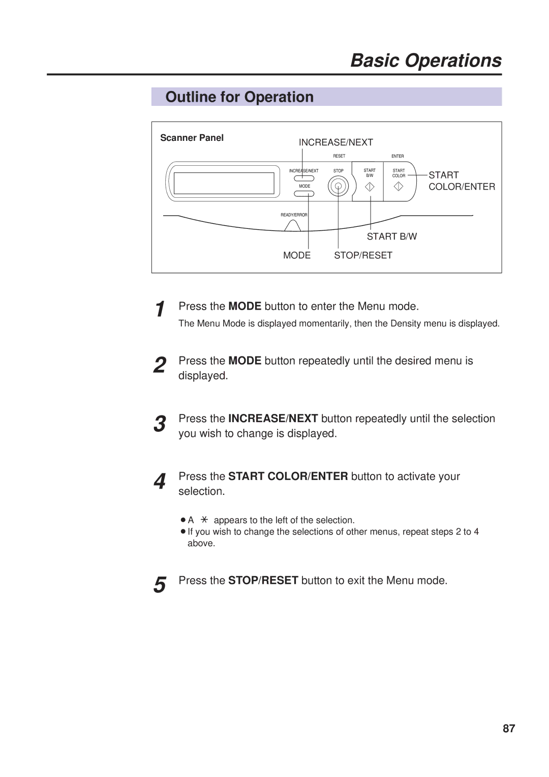 Panasonic KX-PS8000 manual Outline for Operation 