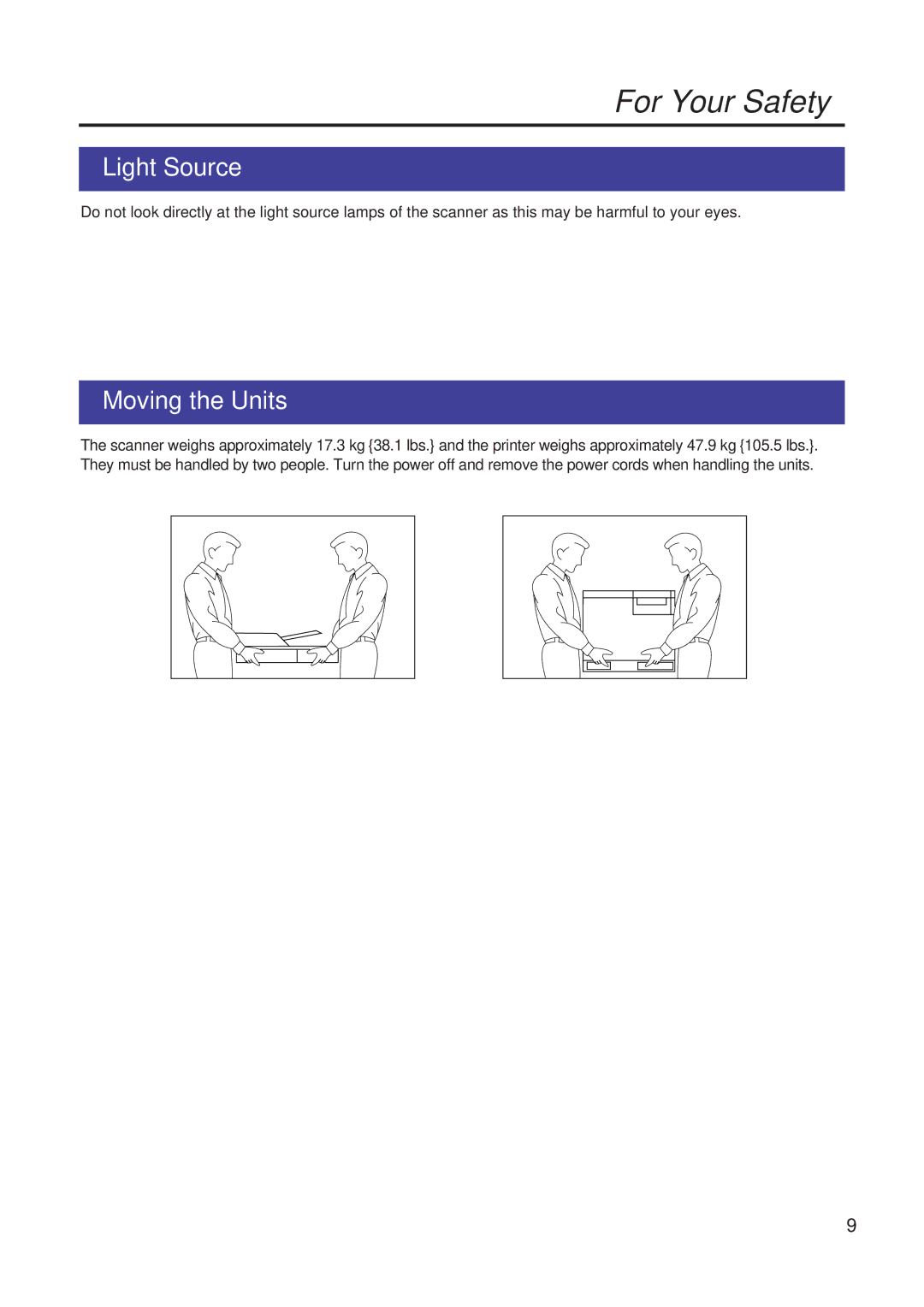 Panasonic KX-PS8000 manual Light Source, Moving the Units 