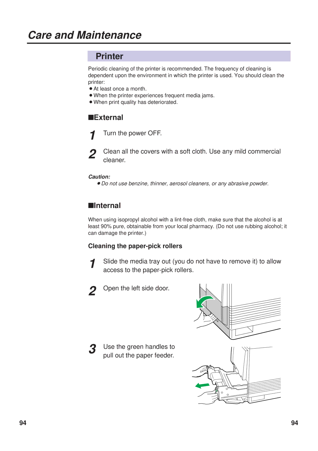 Panasonic KX-PS8000 manual Cleaning the paper-pick rollers 