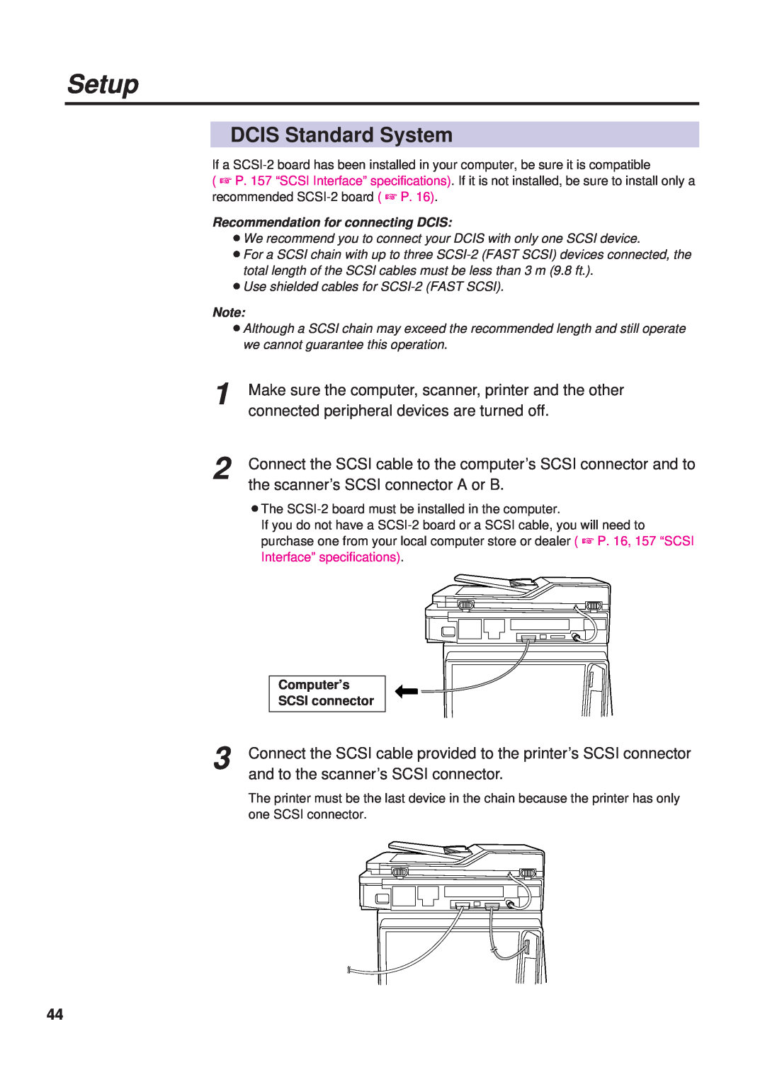 Panasonic KX-PS8000 manual DCIS Standard System, Make sure the computer, scanner, printer and the other, Setup, Computer’s 