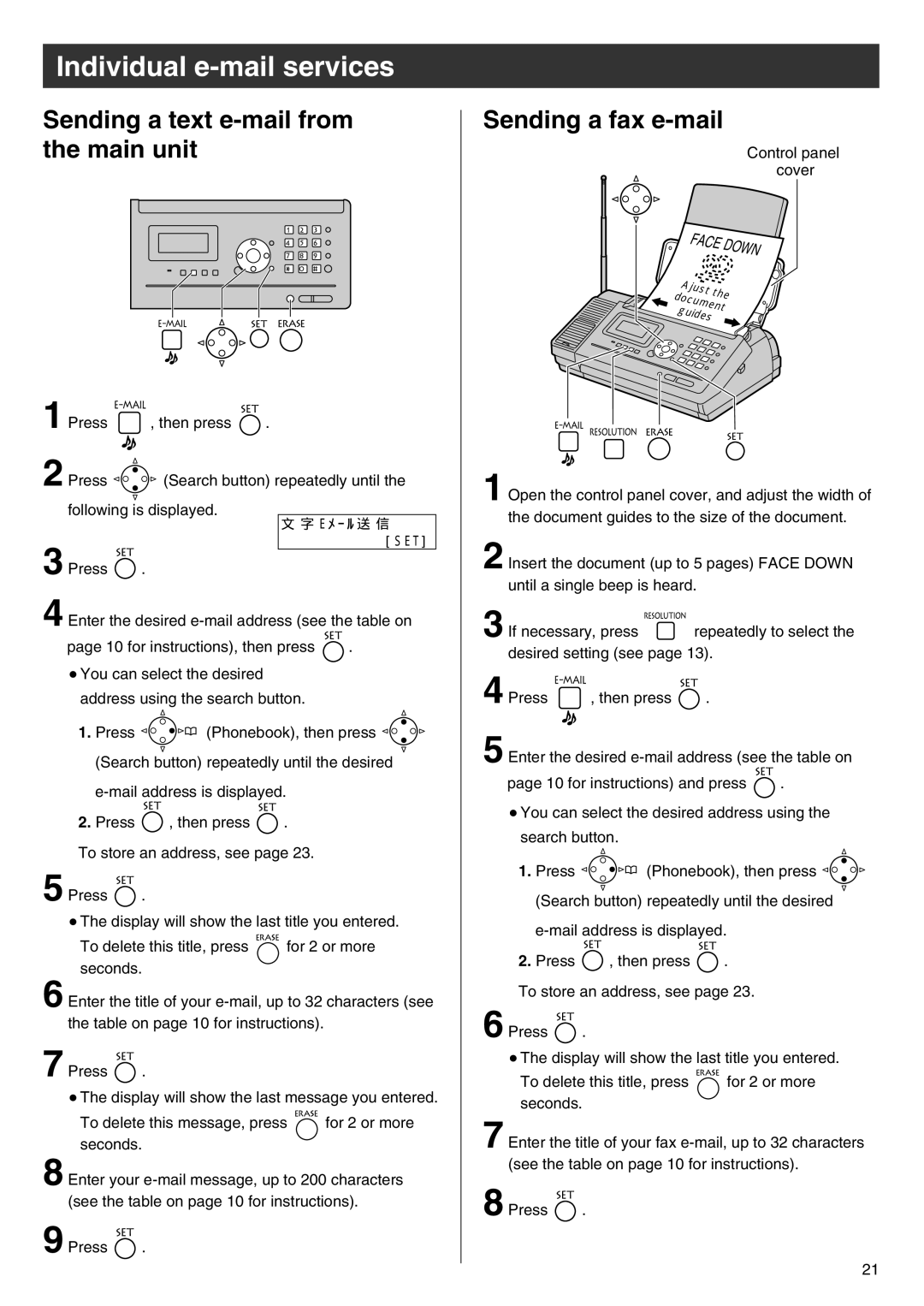 Panasonic KX-PW100CL specifications Face Down 