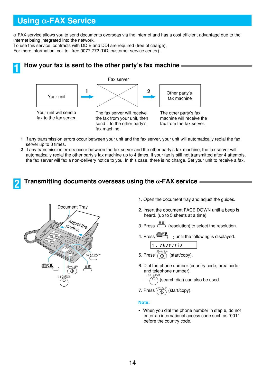 Panasonic KX-PW11CLK, KX-PW21CL, KX-PW11CLH manual Using α-FAX Service, How your fax is sent to the other party’s fax machine 