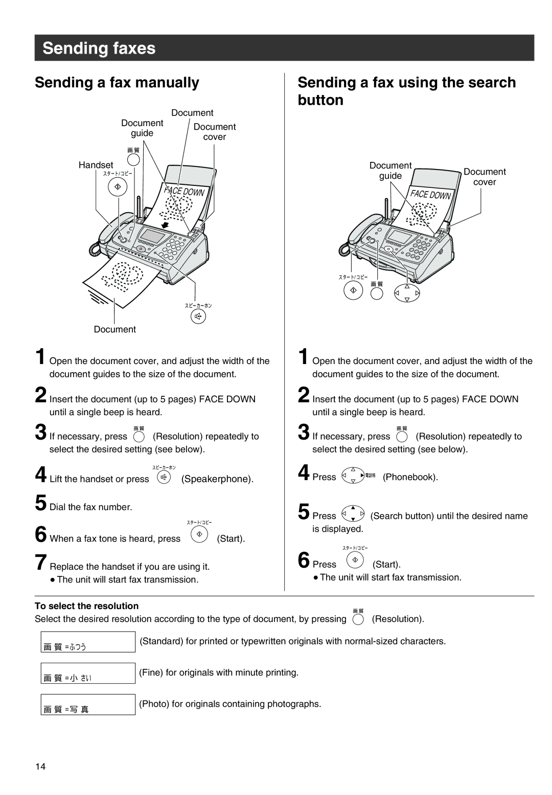 Panasonic KX-PW301DL specifications Sending faxes, Sending a fax manually, Sending a fax using the search button 