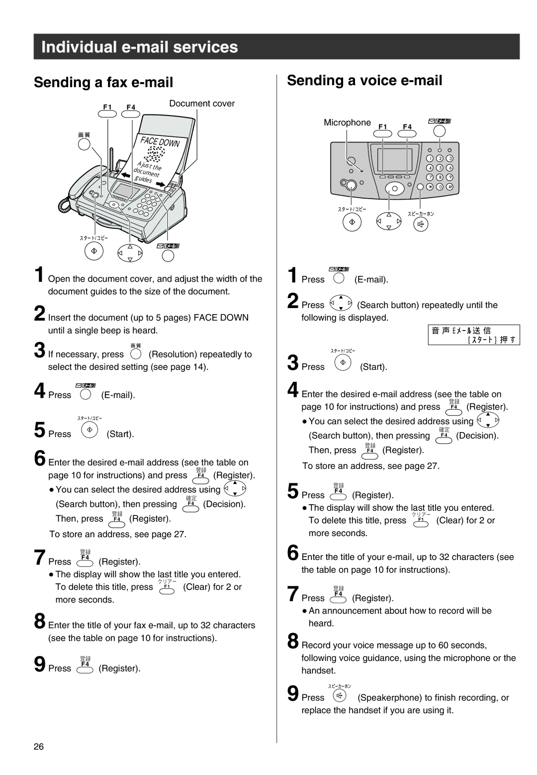 Panasonic KX-PW301DL specifications Sending a fax e-mail, Sending a voice e-mail 