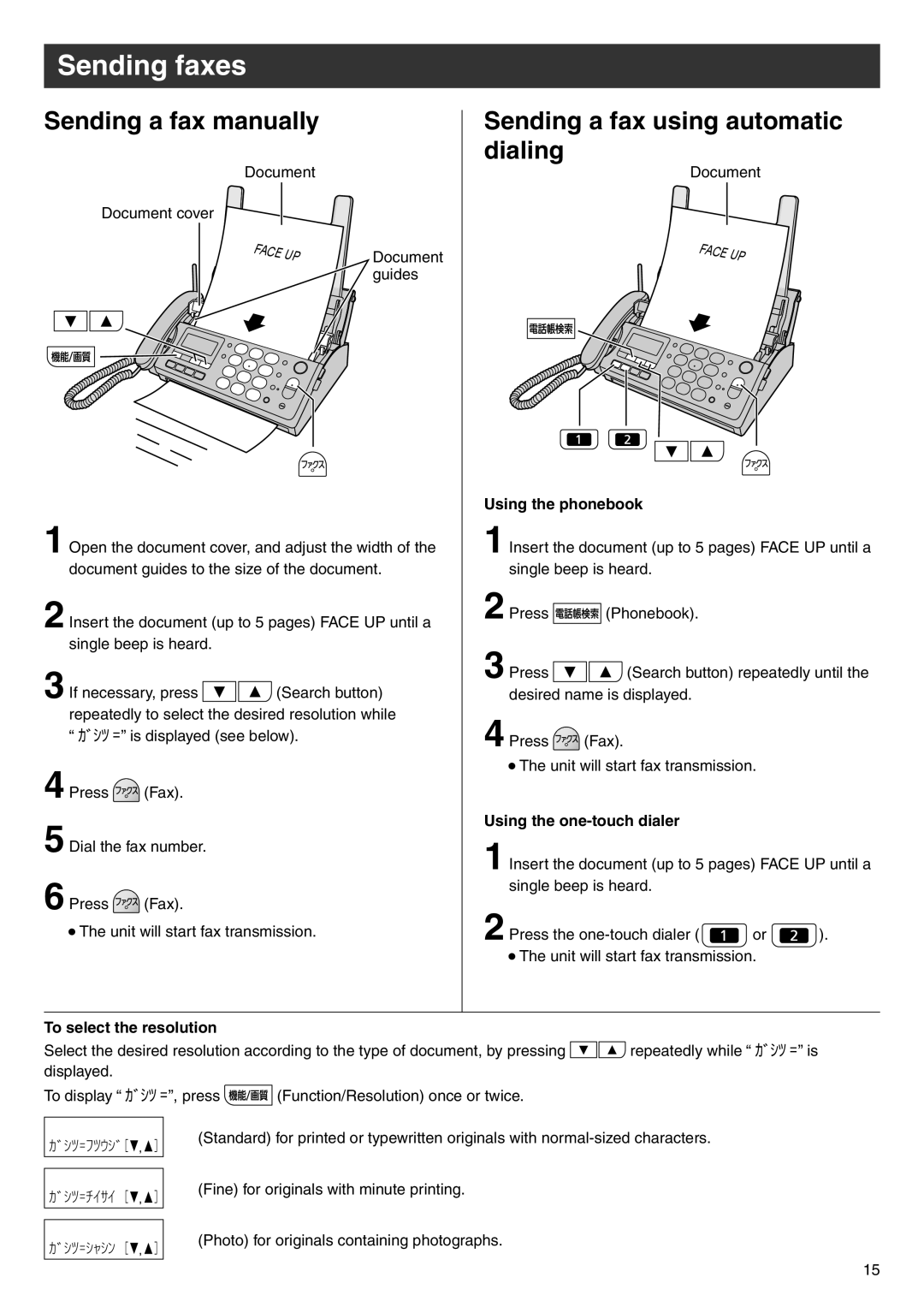 Panasonic KX-PW308DW, KX-PW308DL specifications Sending faxes, Sending a fax manually, Sending a fax using automatic dialing 