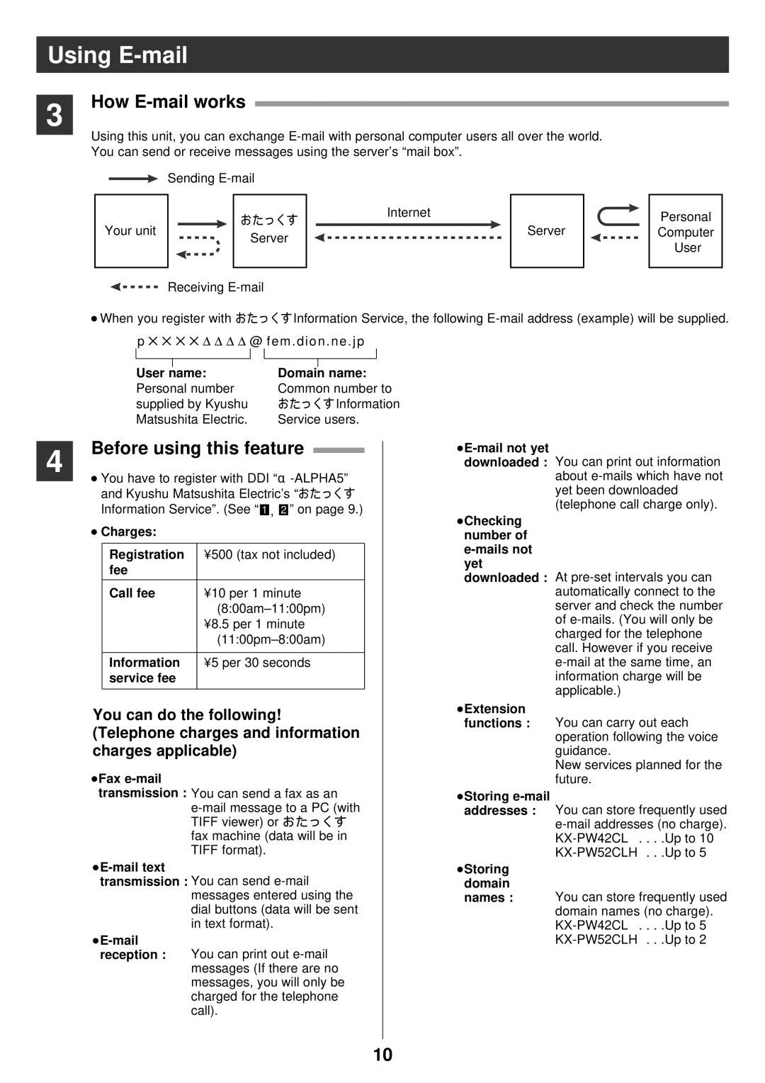 Panasonic KX-PW32CL, KX-PW42CL, KX-PW52CLH manual How E-mail works, Before using this feature 