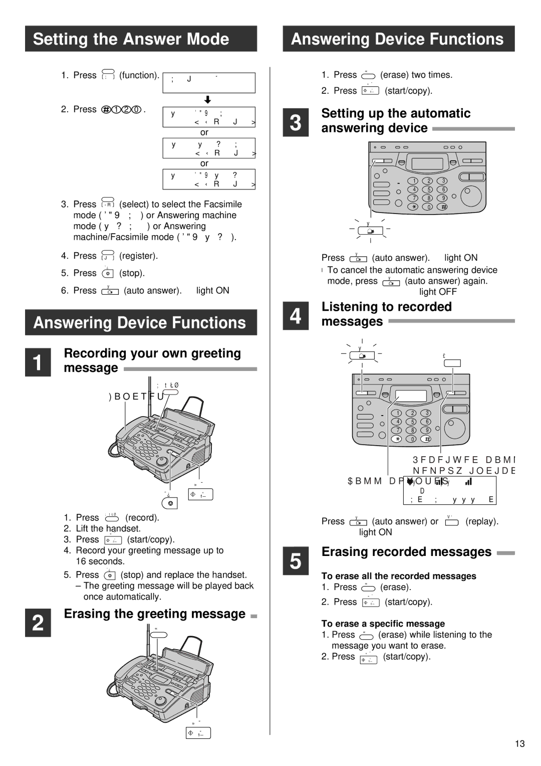 Panasonic KX-PW55CL Setting the Answer Mode Answering Device Functions, Setting up the automatic, Answering device 