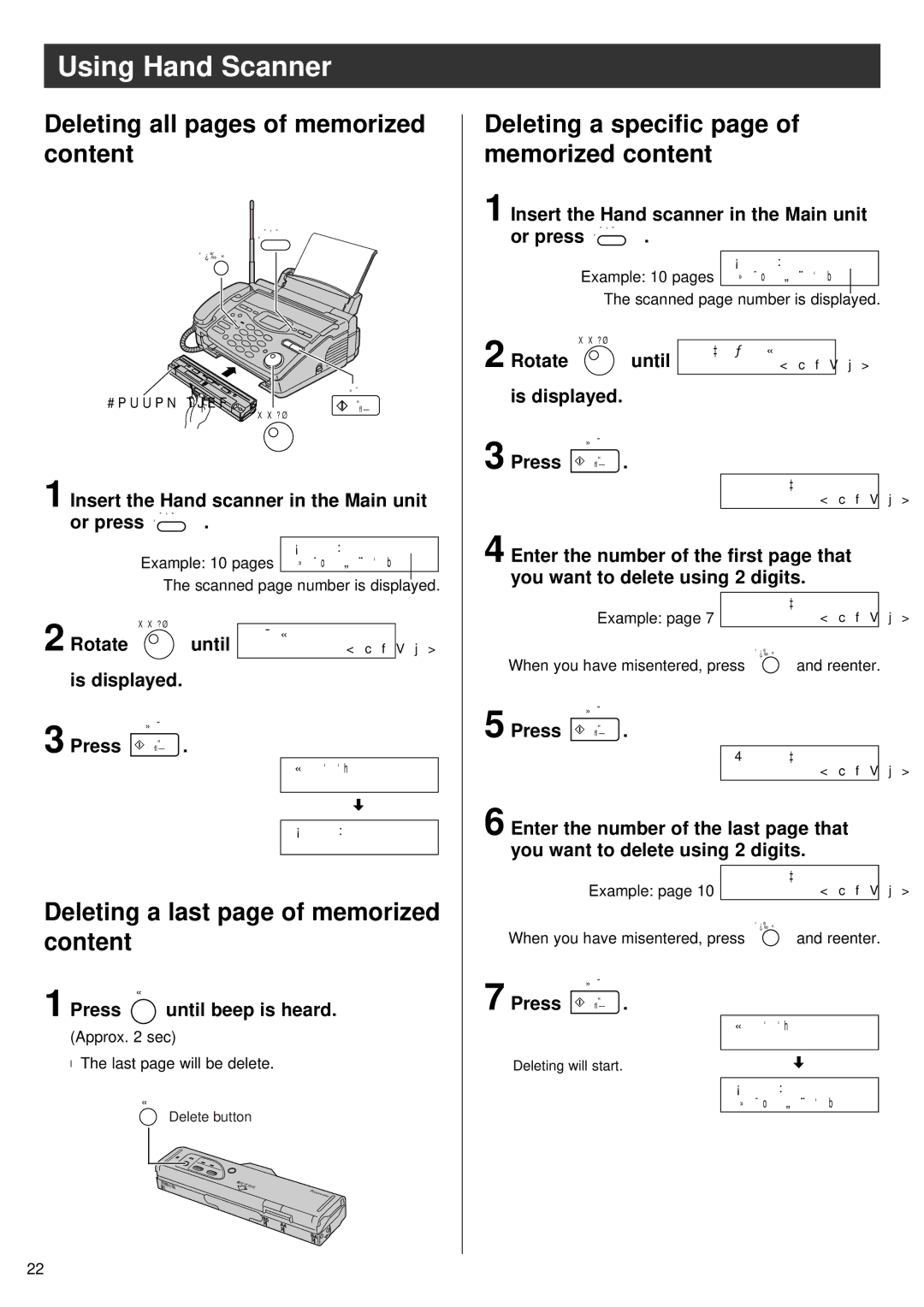 Panasonic KX-PW55CL specifications Deleting all pages of memorized content 