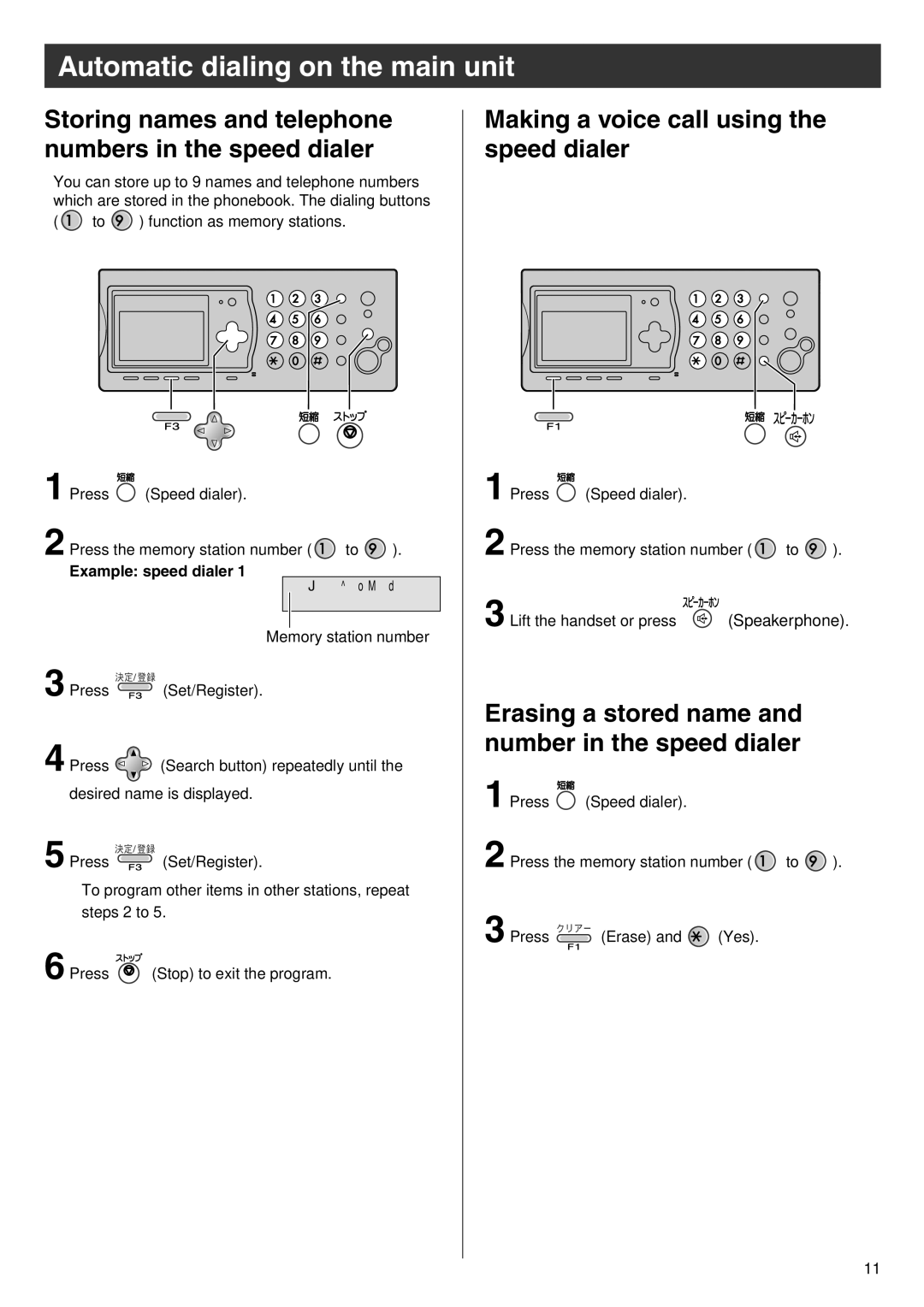 Panasonic KX-PW601DL Storing names and telephone numbers in the speed dialer, Making a voice call using the speed dialer 