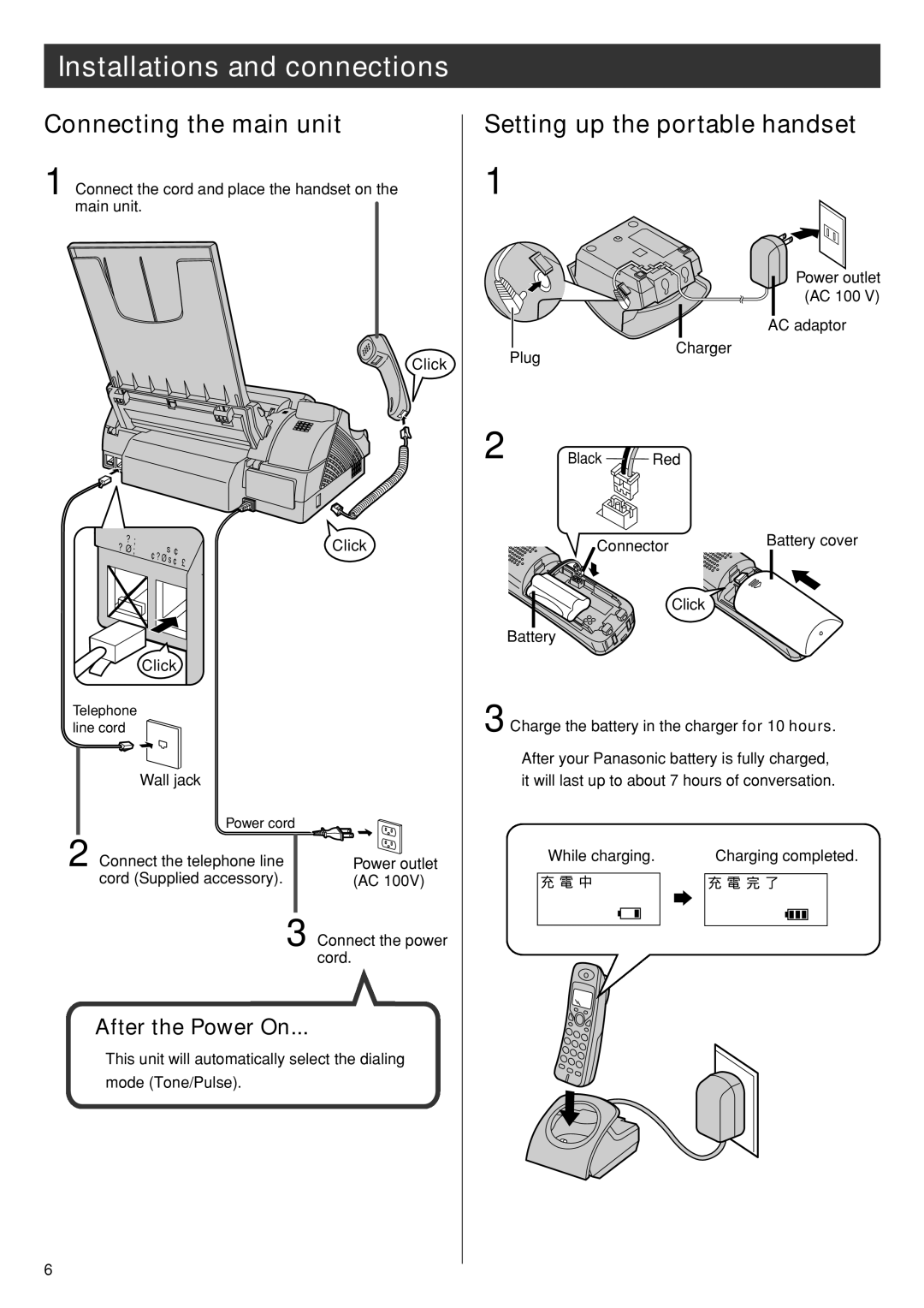 Panasonic KX-PW601DW, KX-PW601DL manual Connecting the main unit Setting up the portable handset, After the Power On 