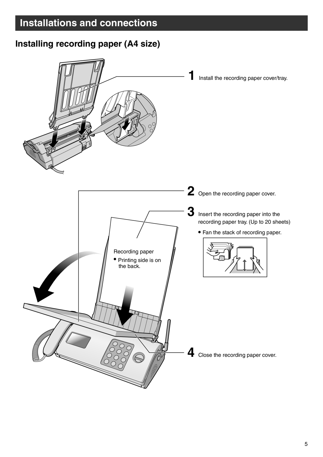 Panasonic KX-PW603DL manual Installing recording paper A4 size 