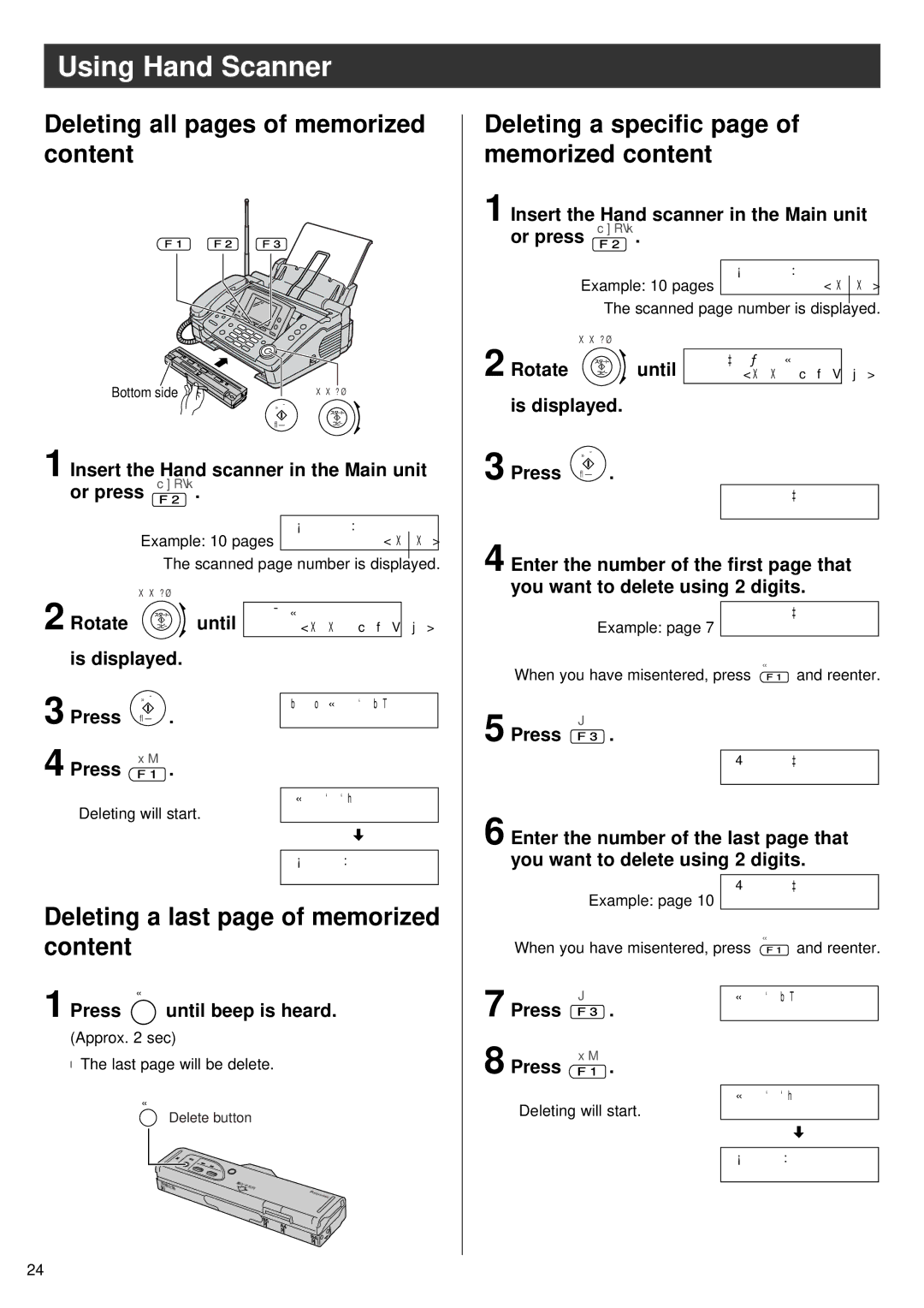 Panasonic KX-PW76CL specifications Deleting all pages of memorized content, Deleting a speciﬁc page of memorized content 