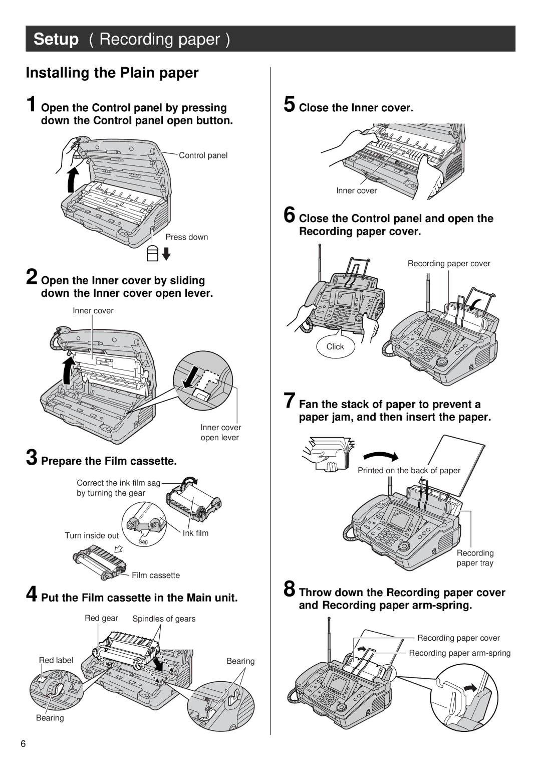 Panasonic KX-PW76CL specifications Setup Recording paper, Installing the Plain paper 