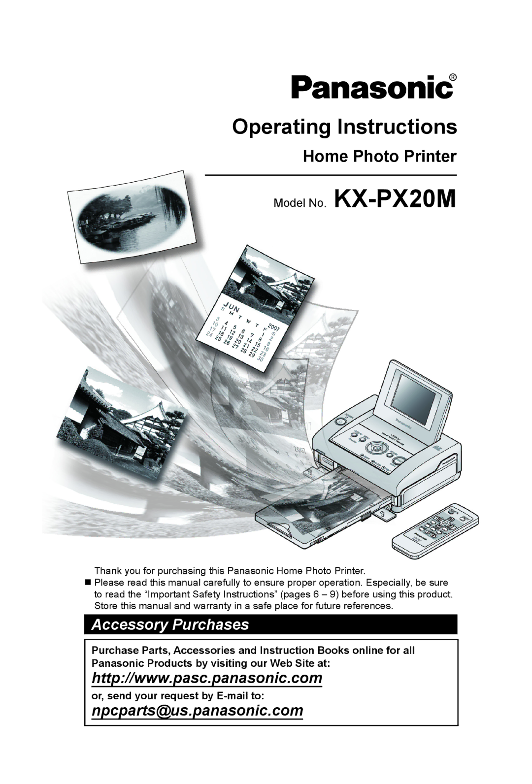 Panasonic KX-PX20M operating instructions Operating Instructions 