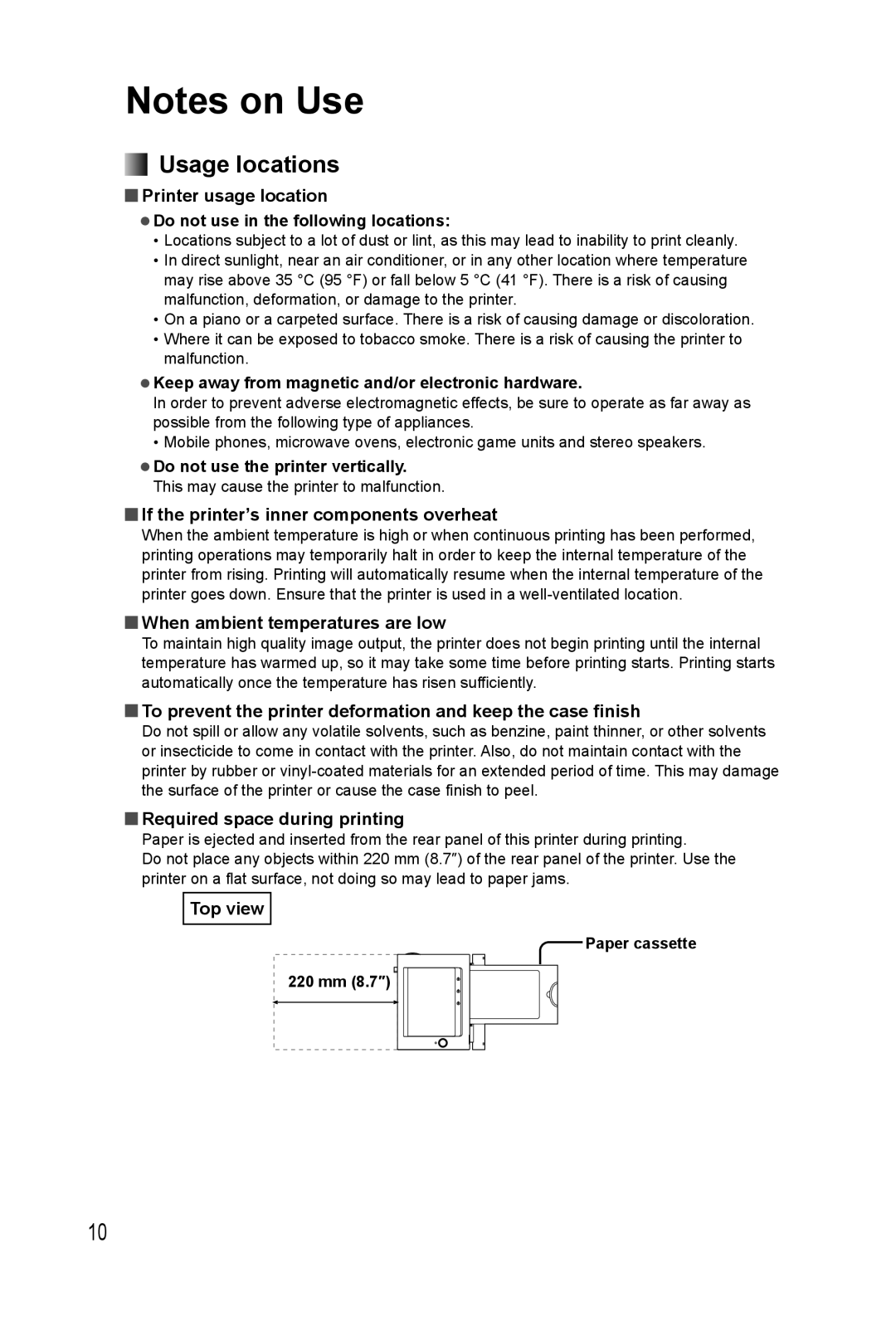 Panasonic KX-PX20M operating instructions Usage locations 