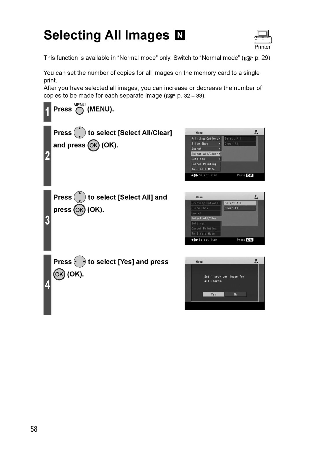 Panasonic KX-PX20M operating instructions Selecting All Images 