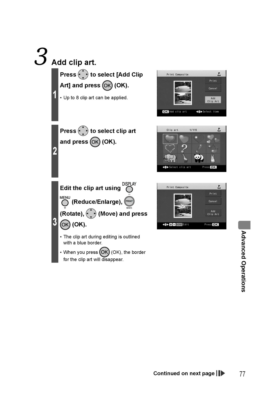 Panasonic KX-PX20M operating instructions Add clip art 