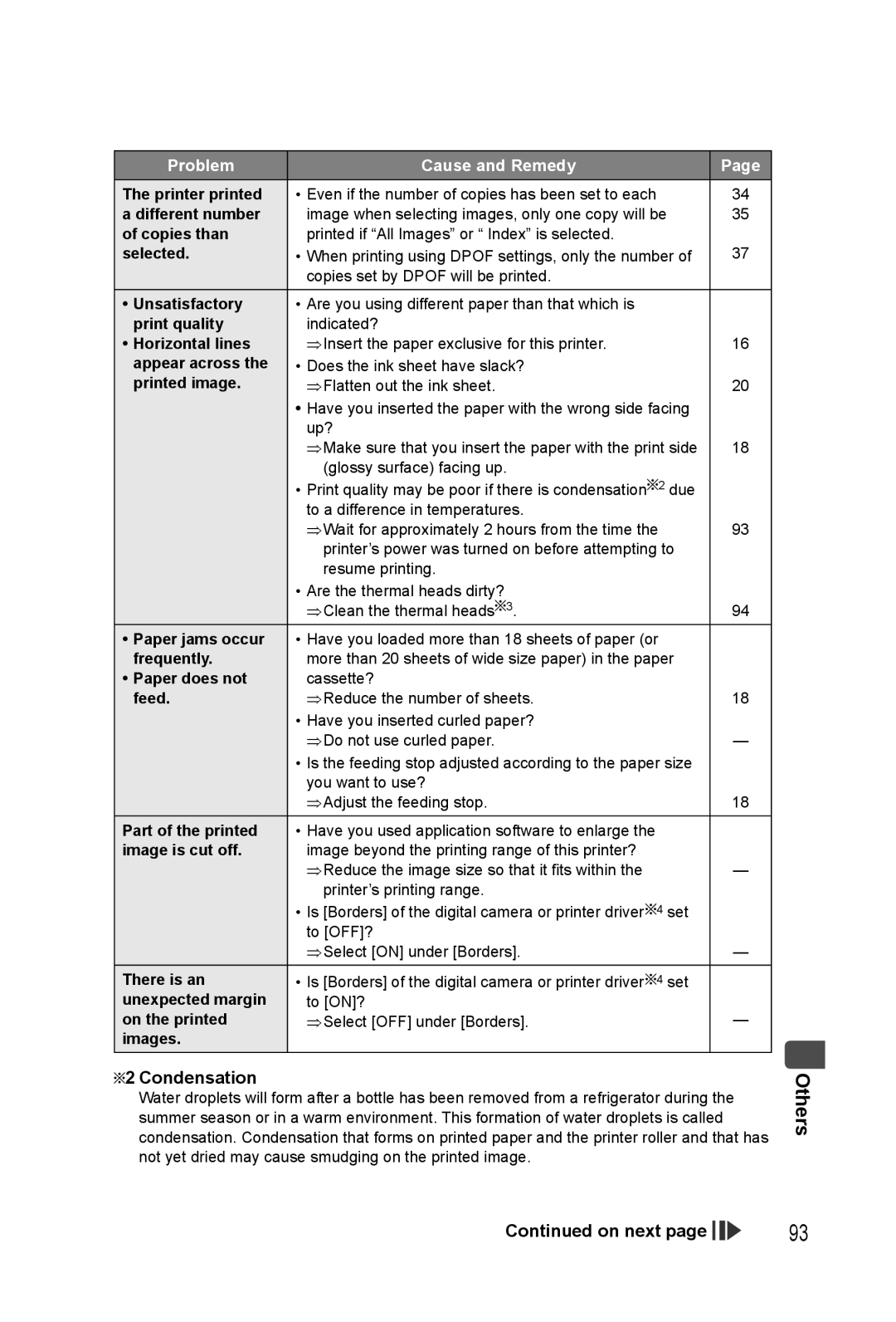 Panasonic KX-PX20M operating instructions Condensation 