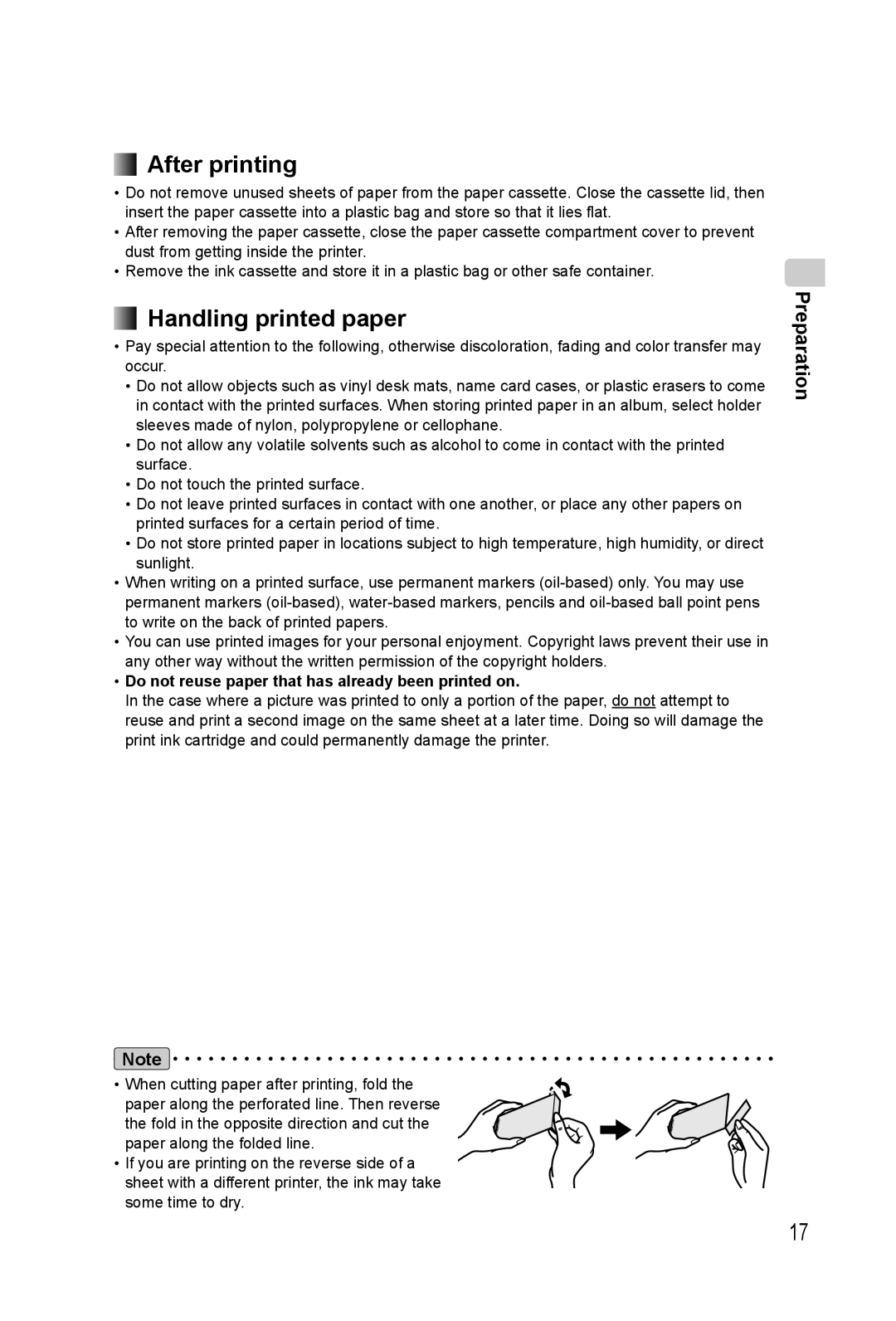 Panasonic KX-PX20M operating instructions After printing, Handling printed paper, Preparation 
