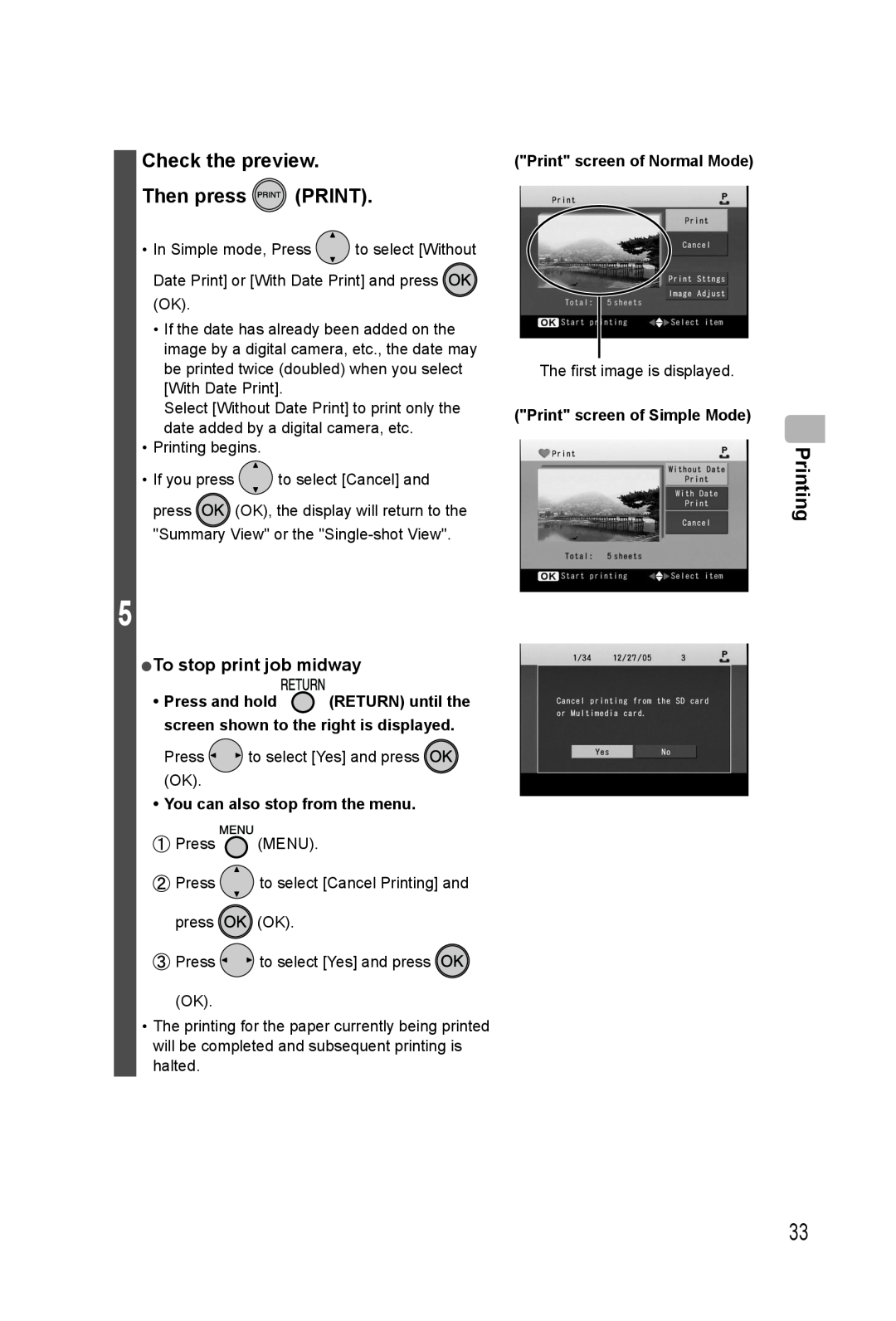 Panasonic KX-PX20M operating instructions Check the preview Then press PRINT, Printing, To stop print job midway 