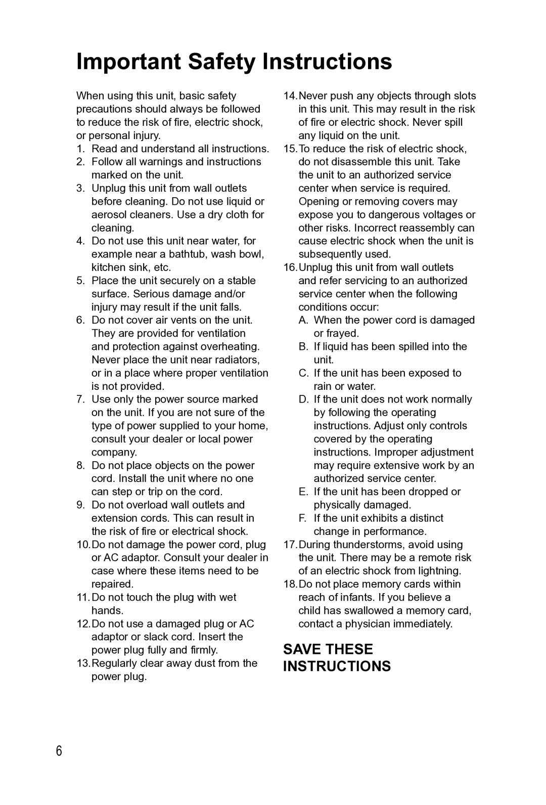 Panasonic KX-PX2M operating instructions Important Safety Instructions, Save These Instructions 