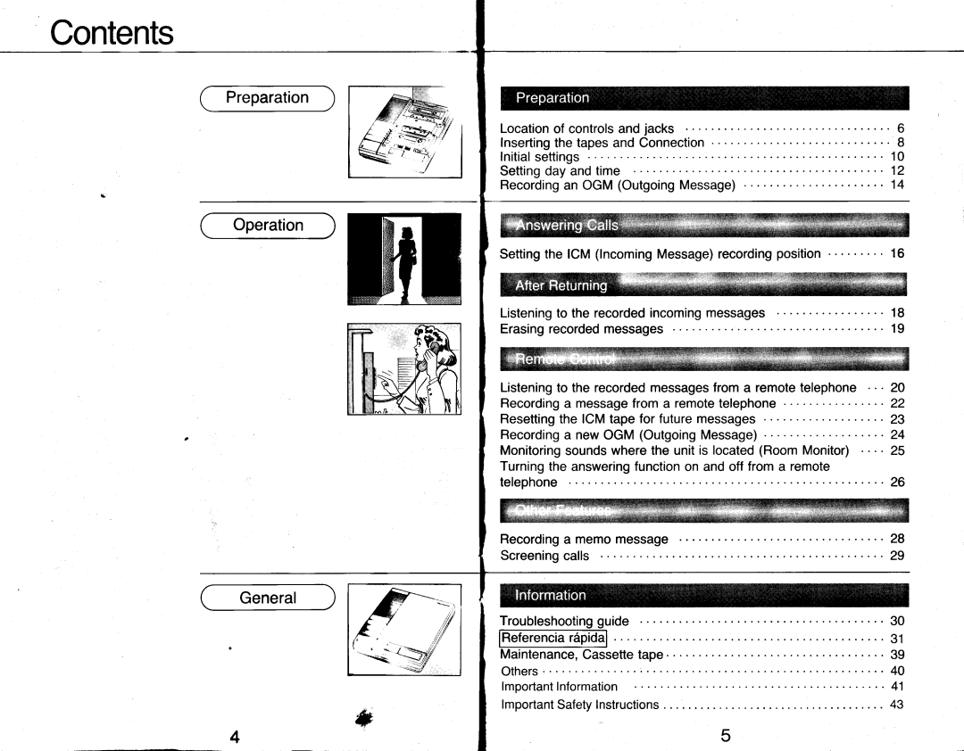 Panasonic KX-T1 460, KX-T1 461 manual +ry, Preparation Operation General f 