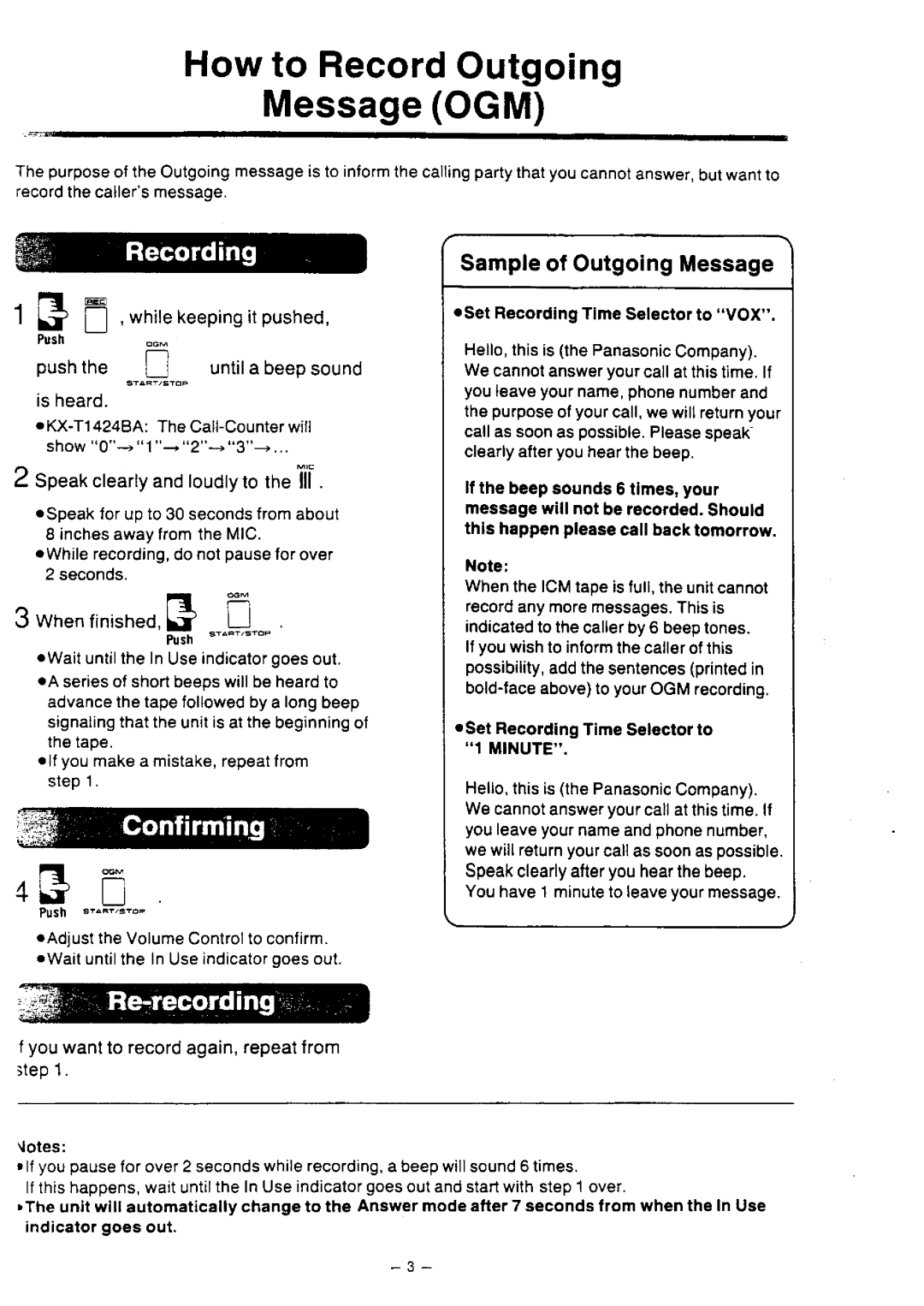 Panasonic KX-T1423BA/KX-T1424BA manual 