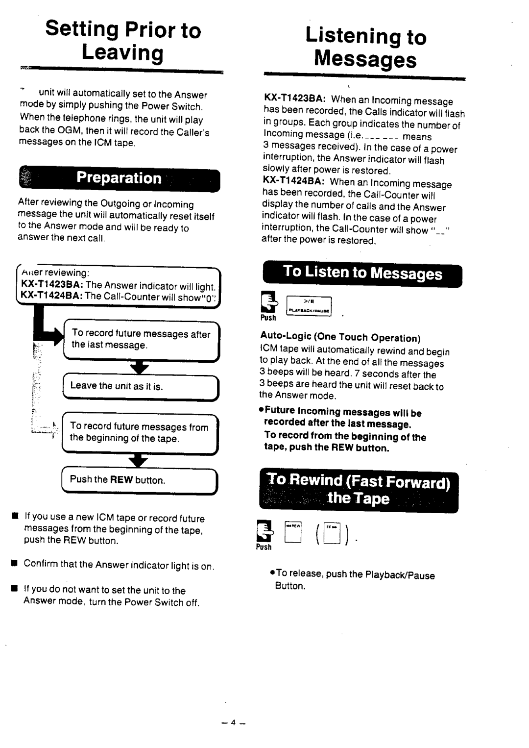 Panasonic KX-T1423BA/KX-T1424BA manual 