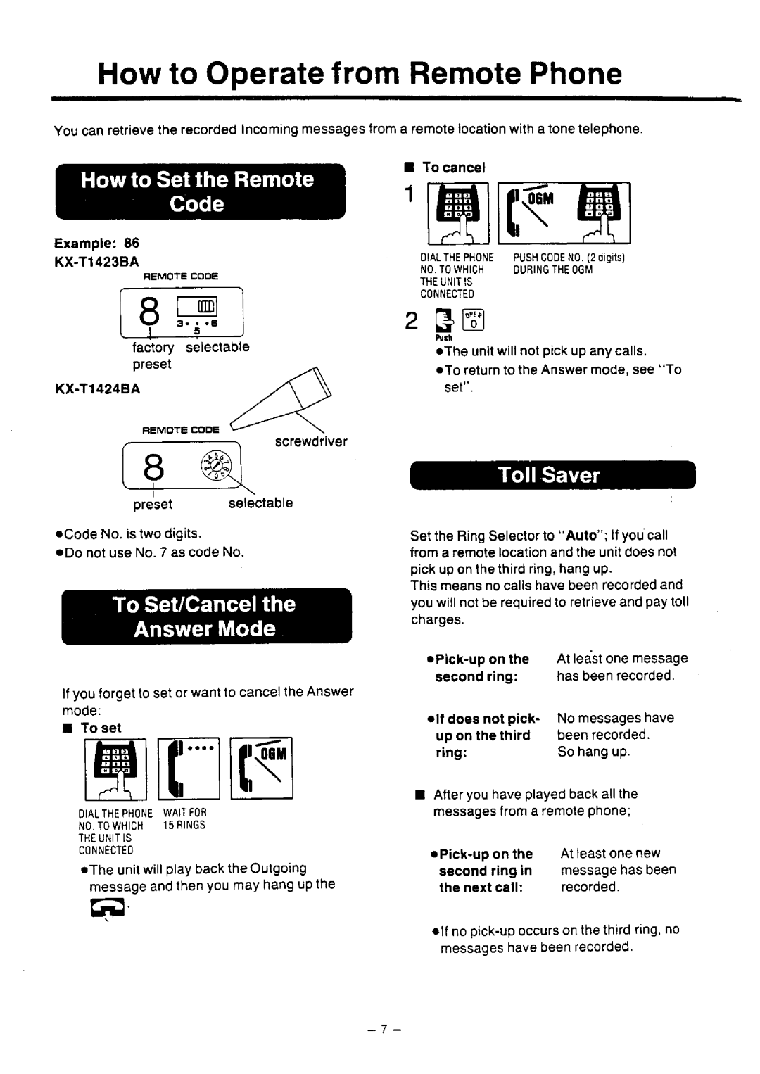 Panasonic KX-T1423BA/KX-T1424BA manual 