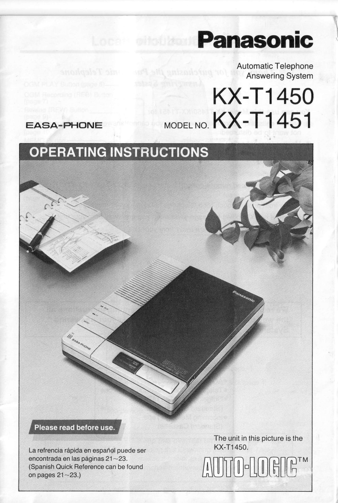 Panasonic KX-T1450, KX-T1451 manual Panasonic 