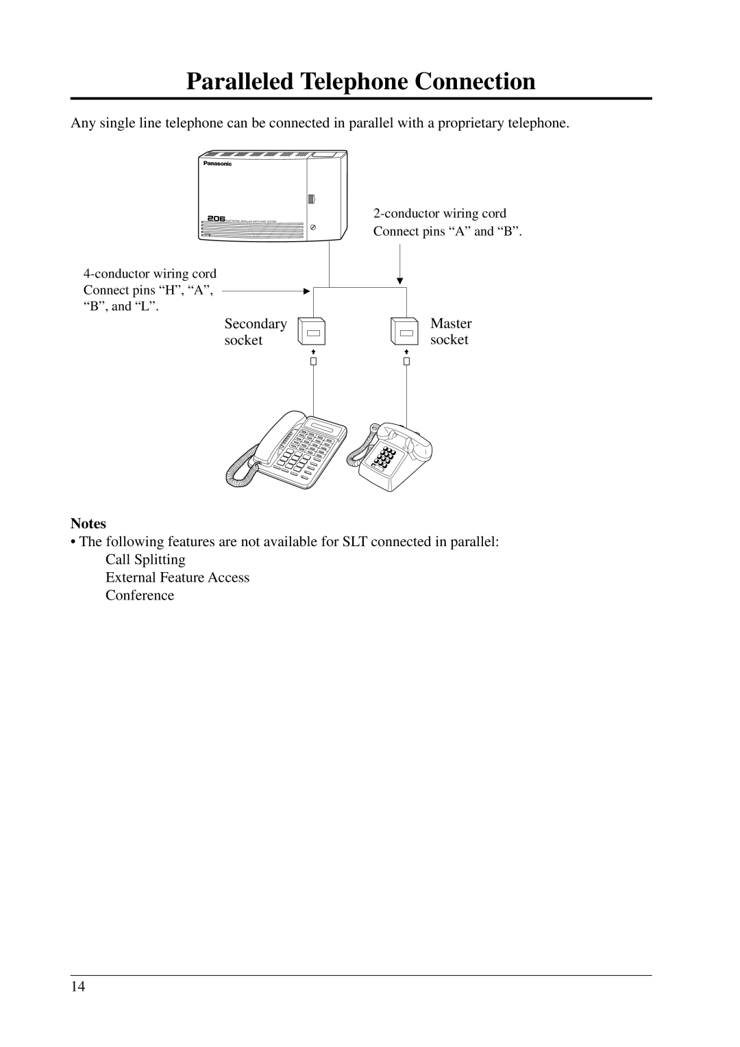 Panasonic KX-T206E manual Paralleled Telephone Connection 