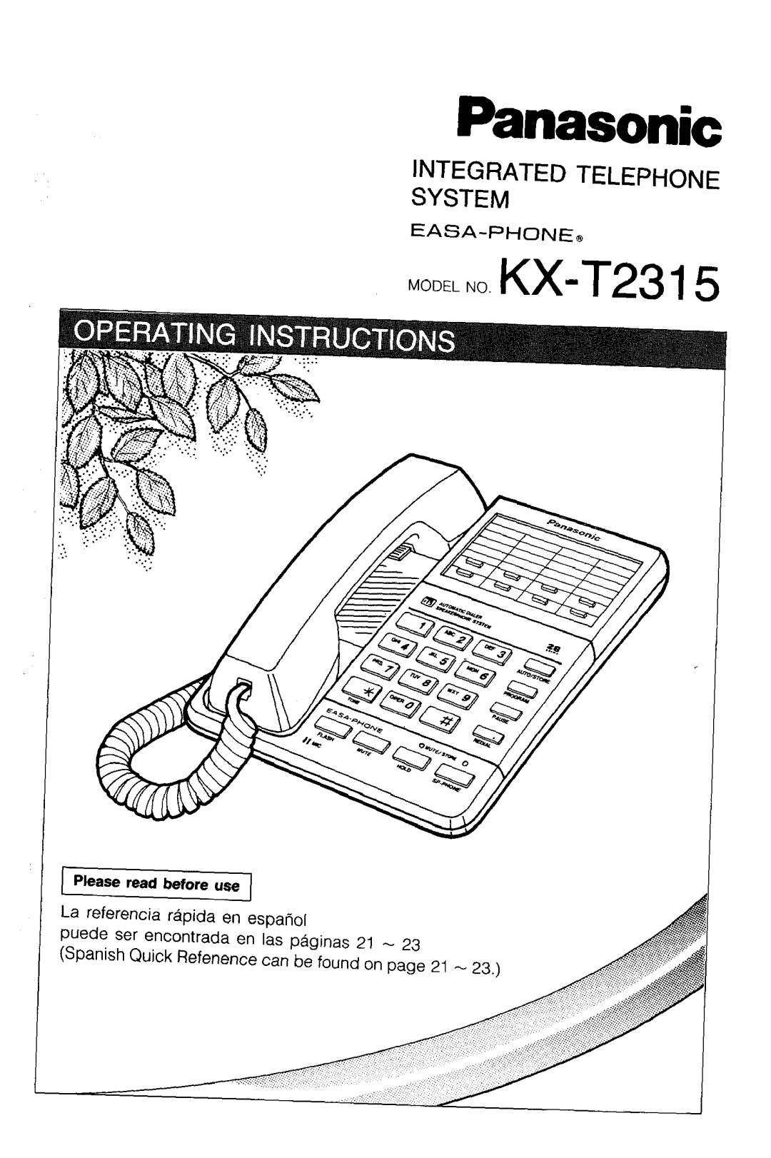 Panasonic KX-T2315 manual Panasonic 